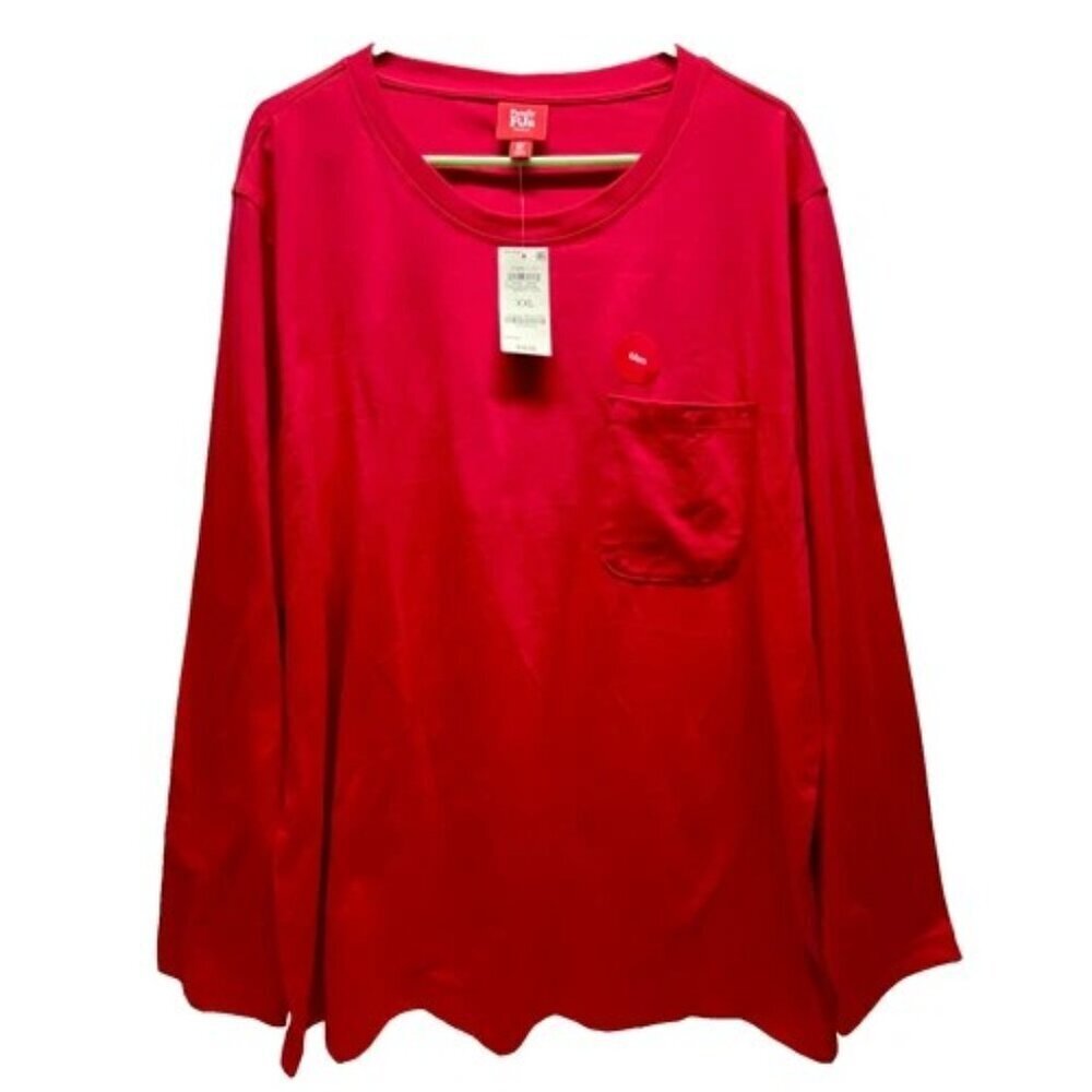 Macy's Family PJs Men's Pajama Top Only XXL Red Long Sleeve Pocket Soft‎ Tee NWT